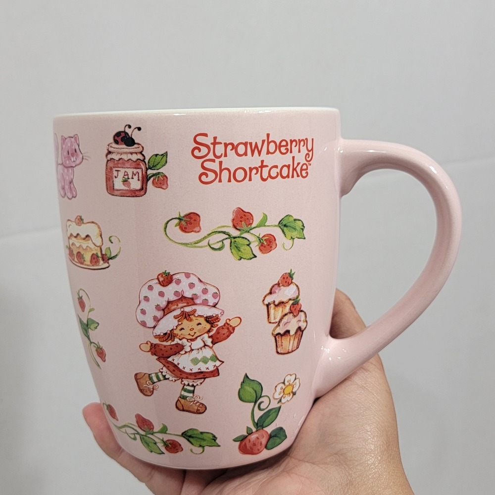 NEW! Strawberry Shortcake All Over Print Large Oversized Pink Coffee Mug 24oz - Picture 2 of 8